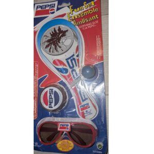 Vintage 90s NOS Pepsi Cola Fun Set - Gold Yo Yo , Paddle Ball - Glasses NEW